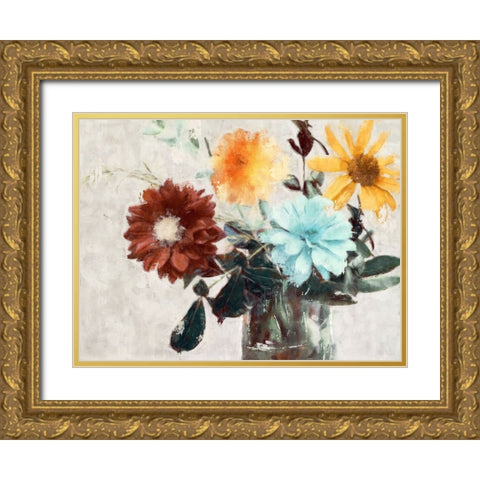 Summer Bouquet II Gold Ornate Wood Framed Art Print with Double Matting by Blue, Nina