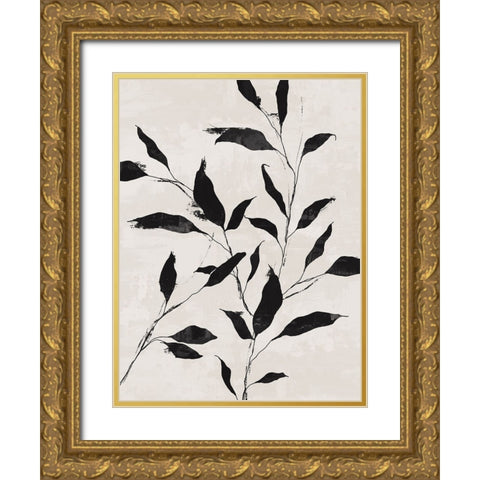 Noir Botanical Gold Ornate Wood Framed Art Print with Double Matting by Blue, Nina