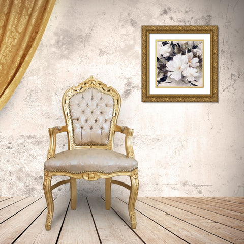 Whisper Blooms Gold Ornate Wood Framed Art Print with Double Matting by Blue, Nina
