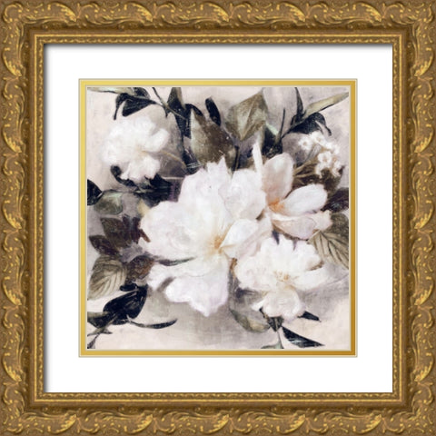 Whisper Blooms Gold Ornate Wood Framed Art Print with Double Matting by Blue, Nina