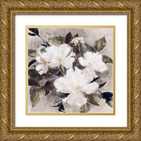 Whisper Blooms II Gold Ornate Wood Framed Art Print with Double Matting by Blue, Nina