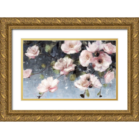 Twilight Blooms Gold Ornate Wood Framed Art Print with Double Matting by Blue, Nina