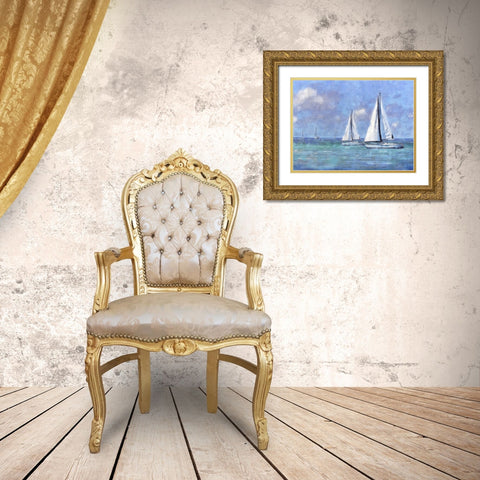 Sailing Day Gold Ornate Wood Framed Art Print with Double Matting by Blue, Nina