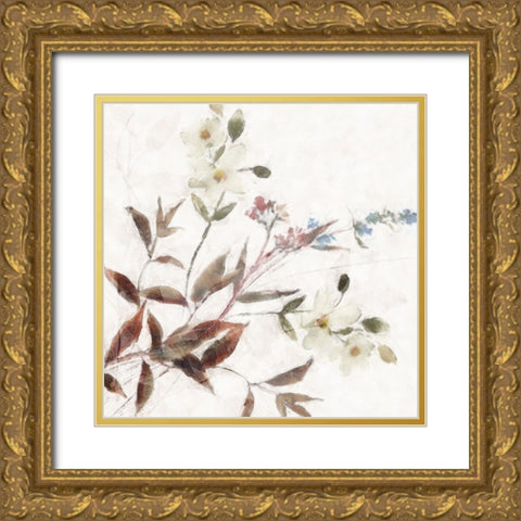 Neutral Wild Flowers Gold Ornate Wood Framed Art Print with Double Matting by Blue, Nina