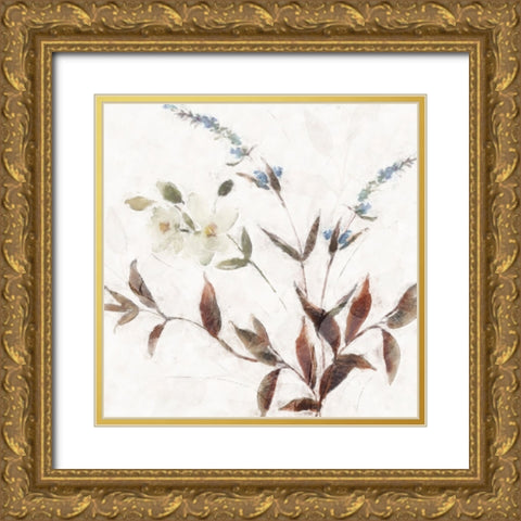 Neutral Wild Flowers II Gold Ornate Wood Framed Art Print with Double Matting by Blue, Nina