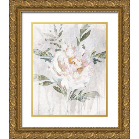 Abstract Peony Gold Ornate Wood Framed Art Print with Double Matting by Blue, Nina