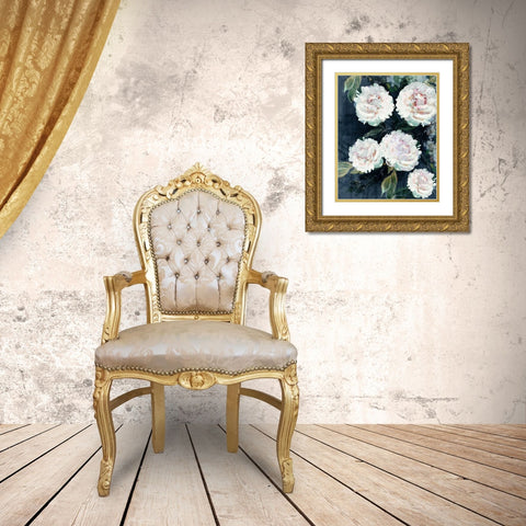 Peony Melody III Gold Ornate Wood Framed Art Print with Double Matting by Blue, Nina