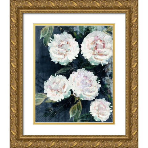 Peony Melody III Gold Ornate Wood Framed Art Print with Double Matting by Blue, Nina