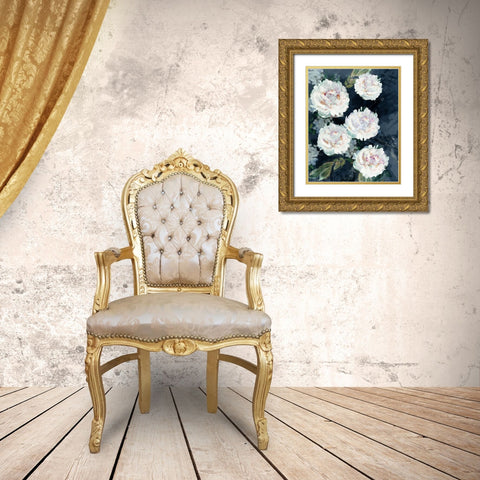 Peony Melody IV Gold Ornate Wood Framed Art Print with Double Matting by Blue, Nina