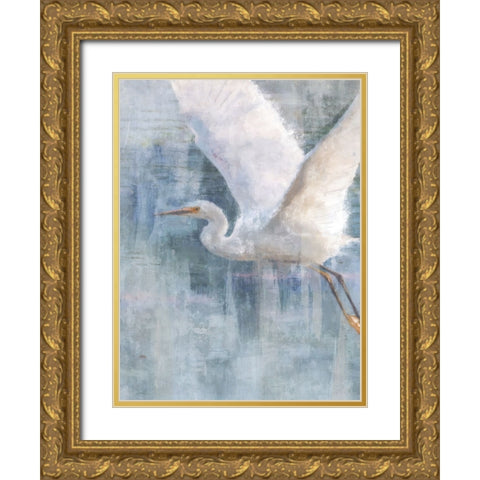 Glacier Heron II Gold Ornate Wood Framed Art Print with Double Matting by Blue, Nina