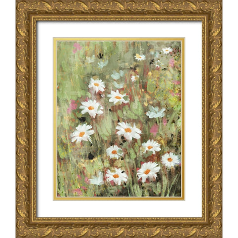 Daisy Field I Gold Ornate Wood Framed Art Print with Double Matting by Blue, Nina