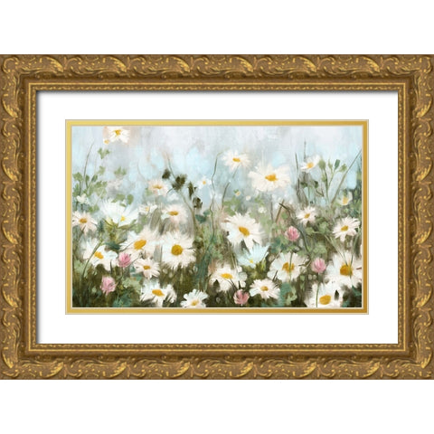 Field of Daisies Gold Ornate Wood Framed Art Print with Double Matting by Blue, Nina