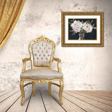 Simple Hydrangeas Gold Ornate Wood Framed Art Print with Double Matting by Blue, Nina