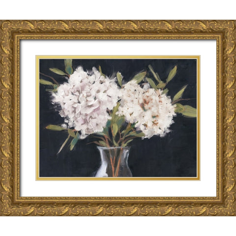 Simple Hydrangeas Gold Ornate Wood Framed Art Print with Double Matting by Blue, Nina