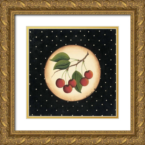 Five Cherries Gold Ornate Wood Framed Art Print with Double Matting by Lewis, Kim