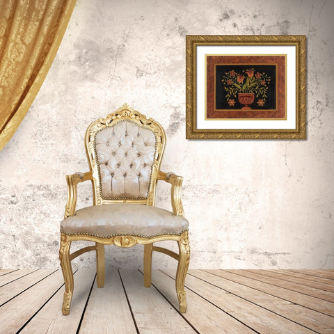 Floral with Hearts Gold Ornate Wood Framed Art Print with Double Matting by Lewis, Kim