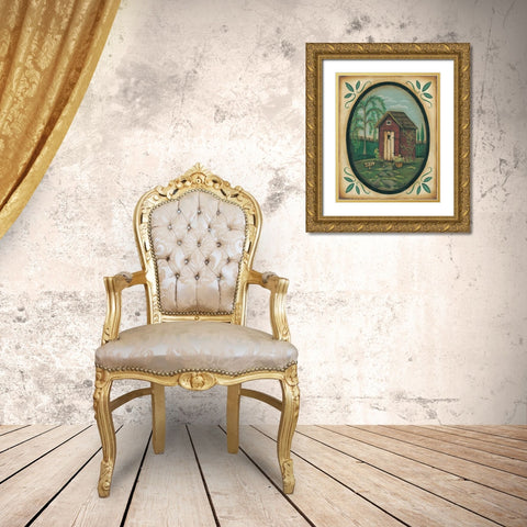 Her Outhouse Gold Ornate Wood Framed Art Print with Double Matting by Lewis, Kim
