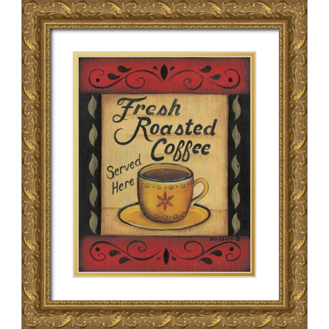 Fresh Roasted Coffee Gold Ornate Wood Framed Art Print with Double Matting by Lewis, Kim