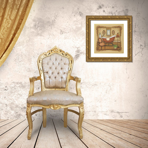 Vintage Bath Gold Ornate Wood Framed Art Print with Double Matting by Lewis, Kim