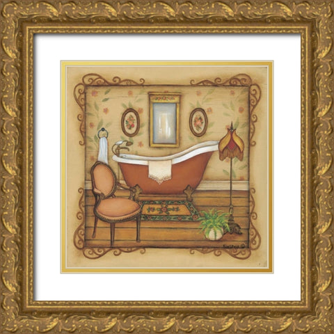 Vintage Bath Gold Ornate Wood Framed Art Print with Double Matting by Lewis, Kim