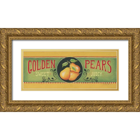 Golden Pears Gold Ornate Wood Framed Art Print with Double Matting by Lewis, Kim