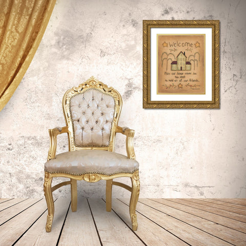 Welcome Gold Ornate Wood Framed Art Print with Double Matting by Lewis, Kim