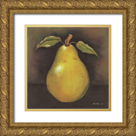 Green Pear Gold Ornate Wood Framed Art Print with Double Matting by Lewis, Kim
