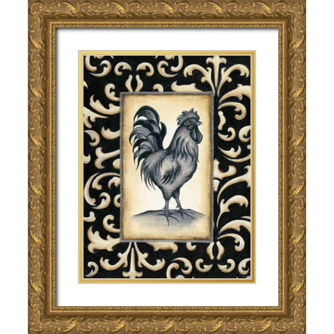 Rooster I Gold Ornate Wood Framed Art Print with Double Matting by Lewis, Kim