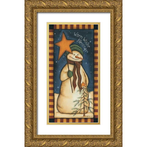 Warm Winter Blessings Gold Ornate Wood Framed Art Print with Double Matting by Lewis, Kim