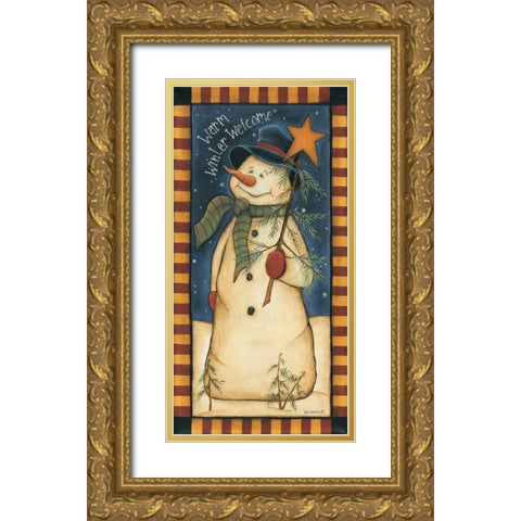 Warm Winter Welcome Gold Ornate Wood Framed Art Print with Double Matting by Lewis, Kim