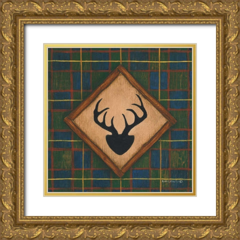Antlers Gold Ornate Wood Framed Art Print with Double Matting by Lewis, Kim
