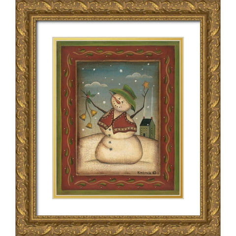 Jingle Bells Gold Ornate Wood Framed Art Print with Double Matting by Lewis, Kim