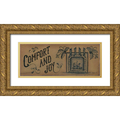 Comfort and Joy Gold Ornate Wood Framed Art Print with Double Matting by Lewis, Kim