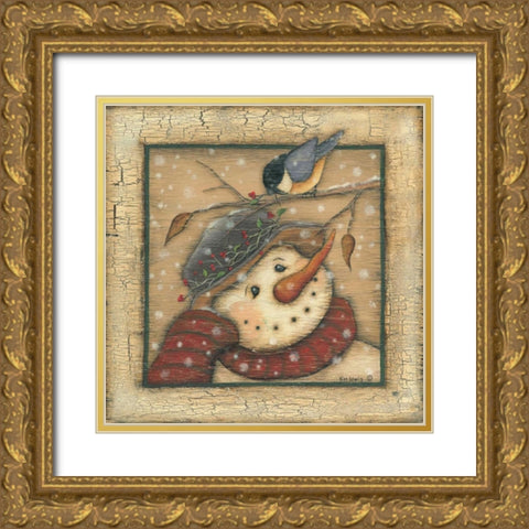 Snowman I Gold Ornate Wood Framed Art Print with Double Matting by Lewis, Kim
