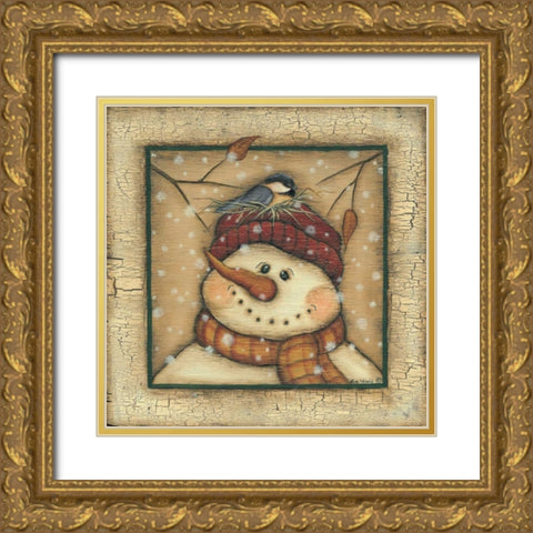 Snowman II Gold Ornate Wood Framed Art Print with Double Matting by Lewis, Kim