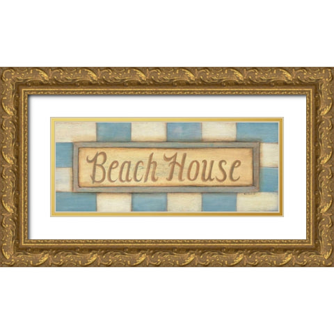 Beach House Gold Ornate Wood Framed Art Print with Double Matting by Lewis, Kim