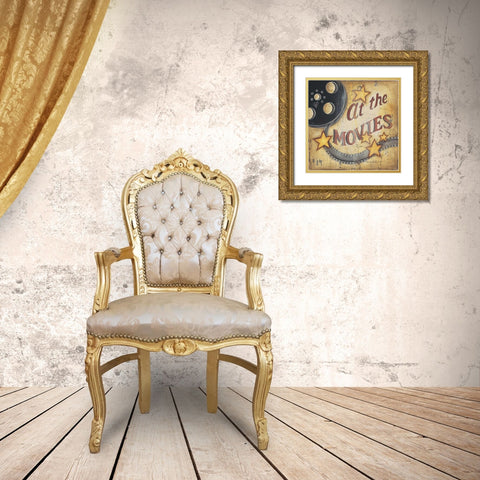 At the Movies Gold Ornate Wood Framed Art Print with Double Matting by Lewis, Kim