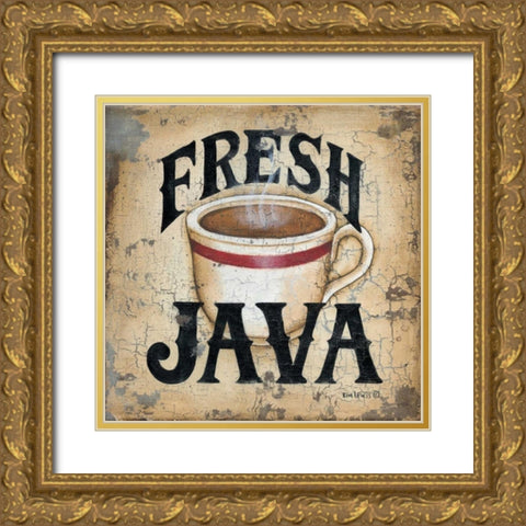 Fresh Java Gold Ornate Wood Framed Art Print with Double Matting by Lewis, Kim
