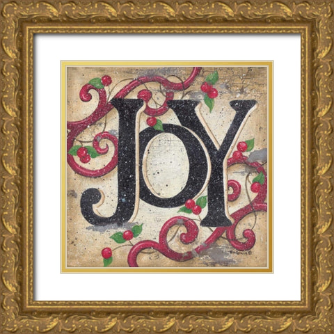 Joy Gold Ornate Wood Framed Art Print with Double Matting by Lewis, Kim