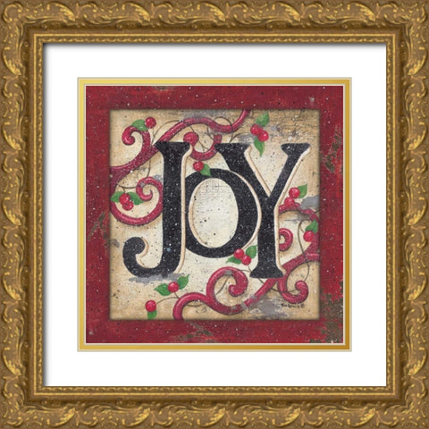 Joy Gold Ornate Wood Framed Art Print with Double Matting by Lewis, Kim