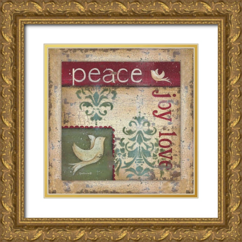 Peace-Joy-Love Gold Ornate Wood Framed Art Print with Double Matting by Lewis, Kim
