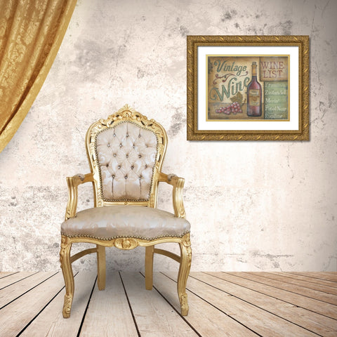Wine List Gold Ornate Wood Framed Art Print with Double Matting by Lewis, Kim