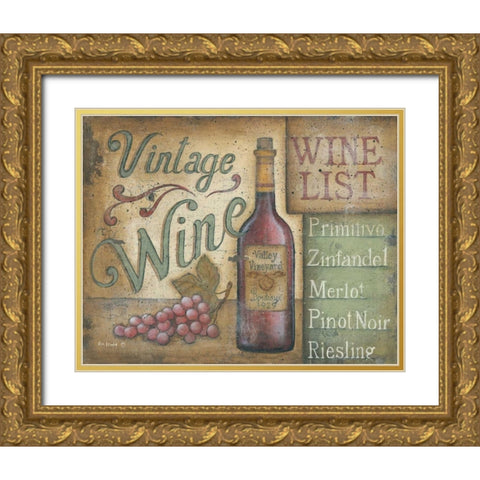 Wine List Gold Ornate Wood Framed Art Print with Double Matting by Lewis, Kim