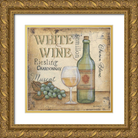 White Wine Gold Ornate Wood Framed Art Print with Double Matting by Lewis, Kim