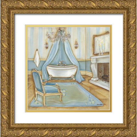 Blue Bath Gold Ornate Wood Framed Art Print with Double Matting by Lewis, Kim