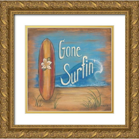 Gone Surfing Gold Ornate Wood Framed Art Print with Double Matting by Lewis, Kim