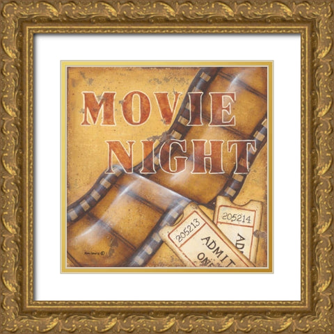 Movie Night Gold Ornate Wood Framed Art Print with Double Matting by Lewis, Kim