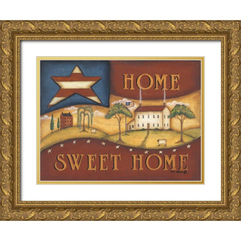 Home Sweet Home Gold Ornate Wood Framed Art Print with Double Matting by Lewis, Kim