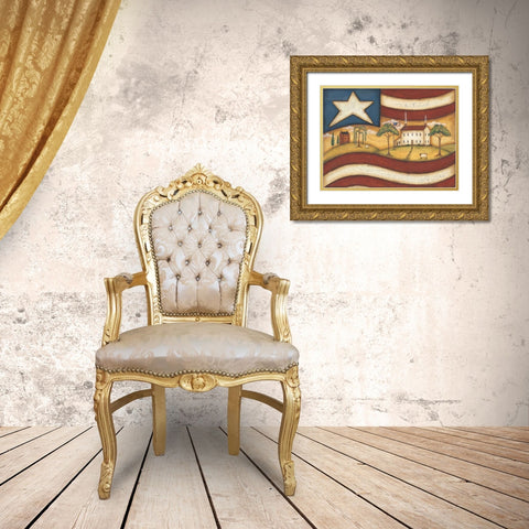 Folk Flag II Gold Ornate Wood Framed Art Print with Double Matting by Lewis, Kim