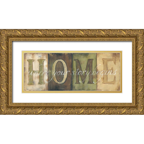Home Gold Ornate Wood Framed Art Print with Double Matting by Lewis, Kim